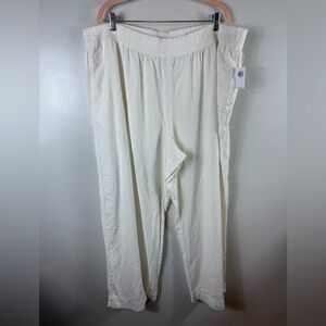 Old Navy Womens Linen Blend Wide Leg Pull-On Pants XXL‎ NWT Calla Lily Ivory